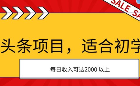 AI头条项目，适合初学者，次日开始盈利，每日收入可达2000元以上