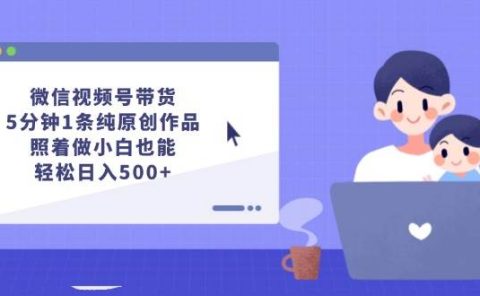微信视频号带货,5分钟1条纯原创作品,照着做小白也能轻松日入500+