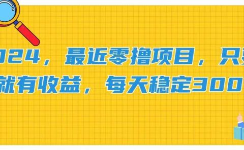 2024,最近零撸项目,只要做就有收益,每天动动手指稳定收益300+