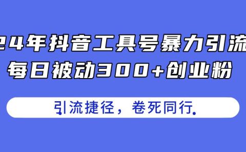 24年抖音工具号暴力引流,每日被动300+创业粉,创业粉捷径,卷死同行