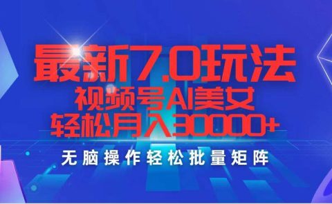 最新7.0玩法视频号AI美女,轻松月入30000+
