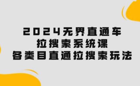 2024无界直通车·拉搜索系统课：各类目直通车 拉搜索玩法！
