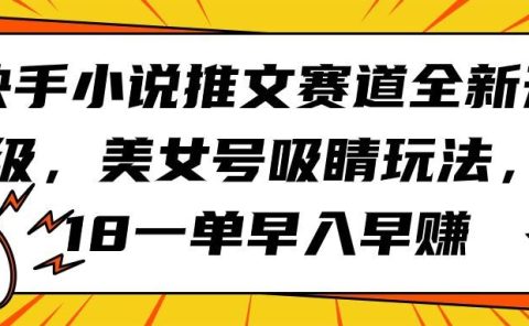 快手小说推文赛道全新升级，美女号吸睛玩法，18一单早入早赚