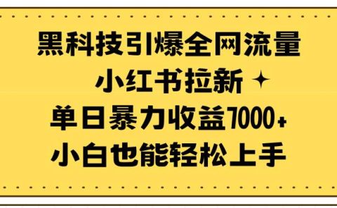 黑科技引爆全网流量小红书拉新,单日暴力收益7000+,小白也能轻松上手