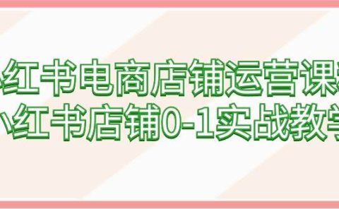 小红书电商店铺运营课程，小红书店铺0-1实战教学（60节课）