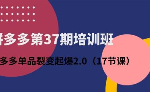 拼多多第37期培训班：拼多多单品裂变起爆2.0（17节课）