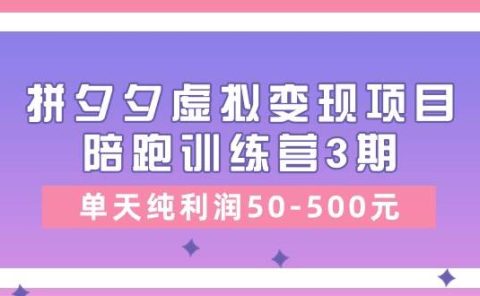 某收费培训《拼夕夕虚拟变现项目陪跑训练营3期》单天纯利润50-500元
