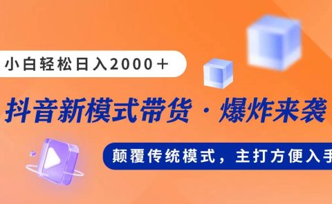 新模式直播带货，日入2000，不出镜不露脸，小白轻松上手