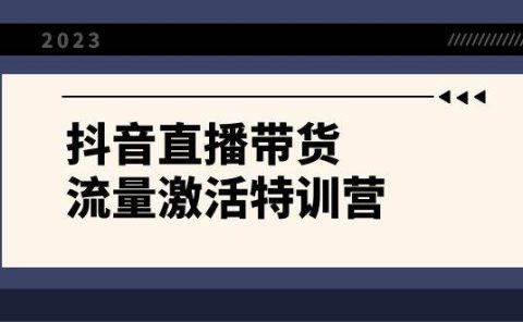 抖音直播带货-流量激活特训营，入行新手小白主播必学（21节课+资料）