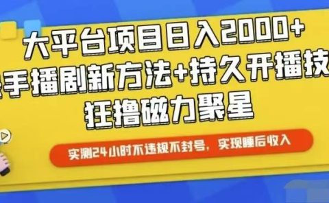 快手24小时无人直播，真正实现睡后收益