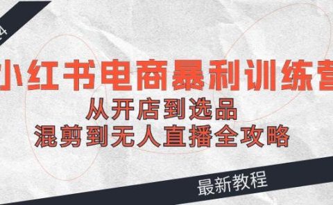 2024小红书电商暴利训练营:从开店到选品,混剪到无人直播全攻略