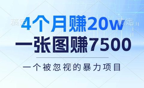 4个月赚20万！一张图赚7500！多种变现方式，一个被忽视的暴力项目