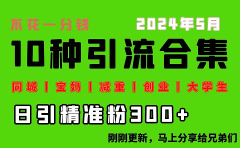 0投入,每天搞300+“同城、宝妈、减重、创业、大学生”等10大流量!