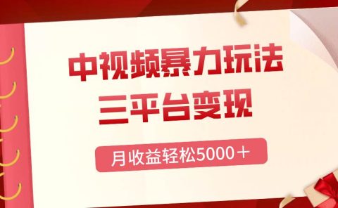 三平台变现，月收益轻松5000＋，中视频暴力玩法，每日热点的正确打开方式