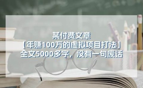 某付费文【年赚100万的虚拟项目打法】全文5000多字，没有一句废话