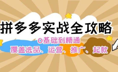 拼多多实战全攻略：0基础到精通，覆盖选品、运营、推广、起款