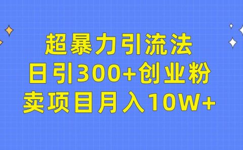 超暴力引流法，日引300+创业粉，卖项目月入10W+