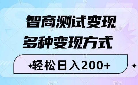 智商测试变现,轻松日入200+,几分钟一个视频,多种变现方式(附780G素材)