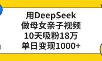 利用DeepSeek生成母女亲子视频，10天吸粉18万，单日变现1000+