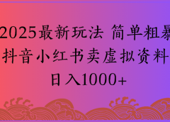 2025最新玩法，简单粗暴通过抖音小红书卖虚拟资料日1000+