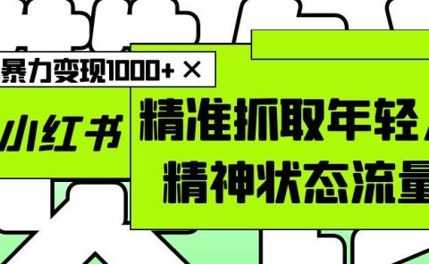 AI+小红书图文，精准抓取年轻人精神状态流量，单日暴力变现1000+