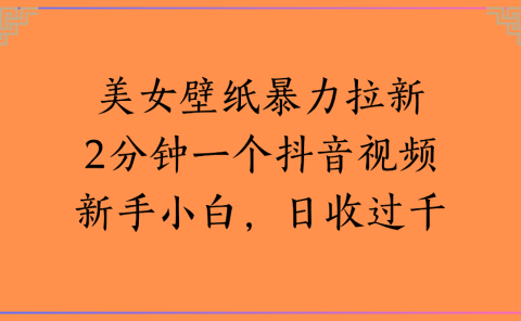 美女壁纸，暴力拉新2分钟一个抖音视频新手小白，日收过千