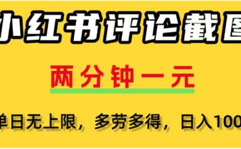 小红书评论区评论截图,一分钟2条,可日入几千,多劳多得