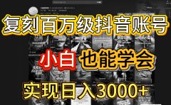 抖音百万爆款账号，一比一复刻内容教程，从0-1实操课，小白也能学会，复制爆款，月入10w+