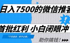 日入7500的微信推客,首批红利,自用省钱、分享赚钱,0门槛小白闭眼冲