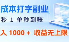 0 成本打字副业:5 秒 1 单秒到账,日入 1000 + 不是梦,收益无上限!