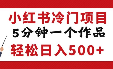 小红书冷门项目,但很赚钱,5分钟一个原创作品,轻松日入500+