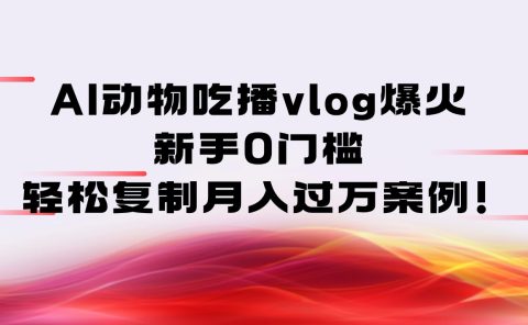 AI动物吃播vlog爆火：新手0门槛，轻松复制月入过万案例！