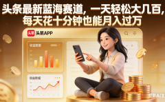 头条最新蓝海赛道,一天轻松大几百,每天花十分钟也能月入过万