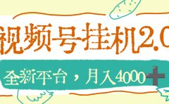 视频号挂机2.0玩儿法,全新平台,月入4000+