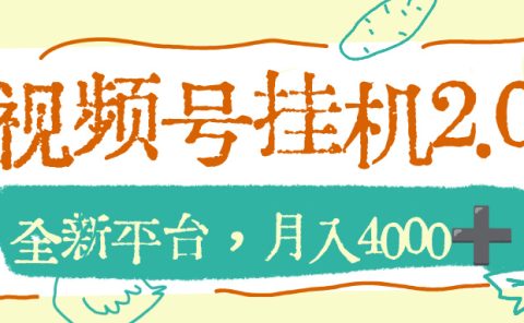 视频号挂机2.0玩儿法,全新平台,月入4000+