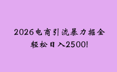 2026电商引流新玩法，日引200 日入2500+