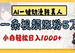 2026最新AI一键动漫转真人，一条视频涨粉5万，单日变现1000+