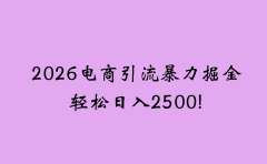 2026电商引流新玩法，日引200，日可入2500+