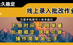 线上录入批改作业项目，只需手机即可，不限时间 不限单量，有手就行，小白在家兼职可做
