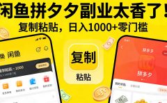 闲鱼拼夕夕副业太香了！复制粘贴，日入 1000 + 零门槛