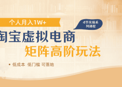 淘宝虚拟电商，进阶玩法，多店矩阵倍增收益，单人月入1W+