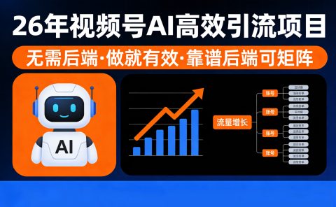 26年最新视频号AI暴力引流项目，无需后端，会剪视频就可以，单日轻松变现1千➕，轻松月入5w！！！