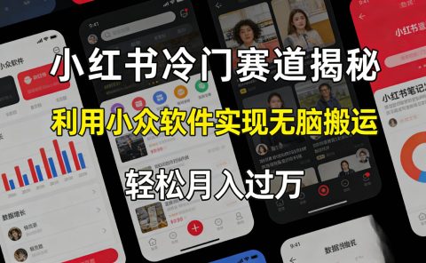 小红书冷门赛道揭秘,利用小众软件，实现无脑搬运，轻松月入过万！