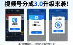 升级来袭！视频号分成 3.0，100% 原创单日稳赚 800+