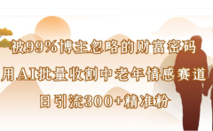 被99%博主忽略的财富密码，用AI批量收割中老年情感赛道，日引流300+精准粉