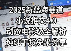 小说推文新蓝海赛道，最新5.0动态电影级版本，纯纯干货，免米分享，免费陪跑
