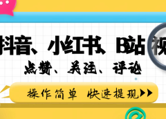 小而美的项目，抖音、小红书、B站视频点赞、关注、评论赚钱