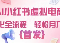 2026年AI小红书虚拟电商 标准化全流程 轻松月入过万
