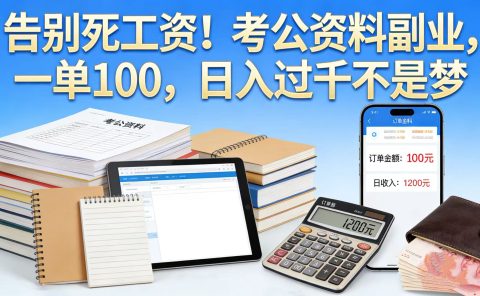 告别死工资！考公资料副业，一单 100，日入过千不是梦