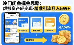 冷门闲鱼掘金思路，虚拟资产轻变现，精准引流月入 5W+